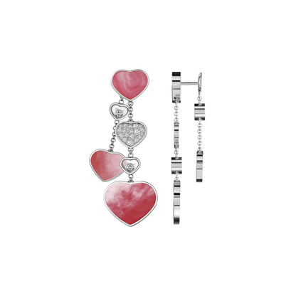 Chopard Happy Hearts earrings in 18k ethical white gold with mother of pearl view 2