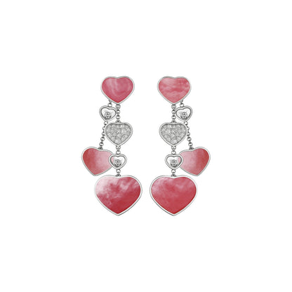 Chopard Happy Hearts earrings in 18k ethical white gold with mother of pearl view 3