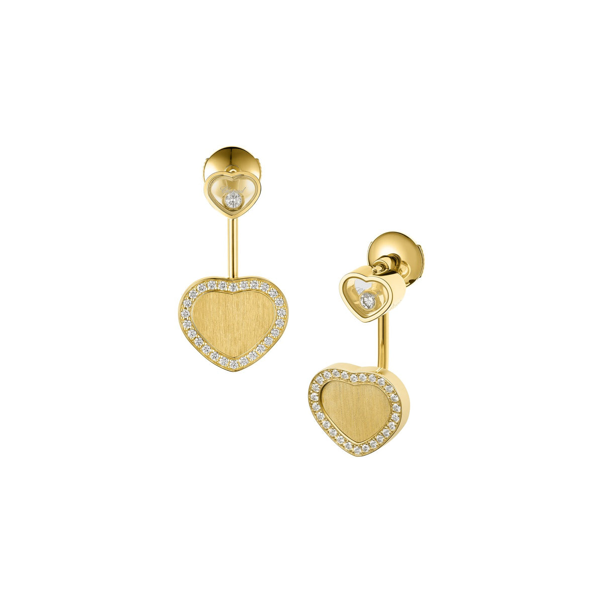 Chopard Happy Hearts earrings in 18k ethical yellow gold with moving diamonds