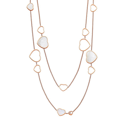 Chopard Happy Hearts necklace in 18k ethical rose gold with diamonds and mother of pearl