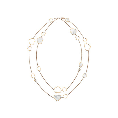 Chopard Happy Hearts necklace in 18k ethical rose gold with diamonds and mother of pearl view 2