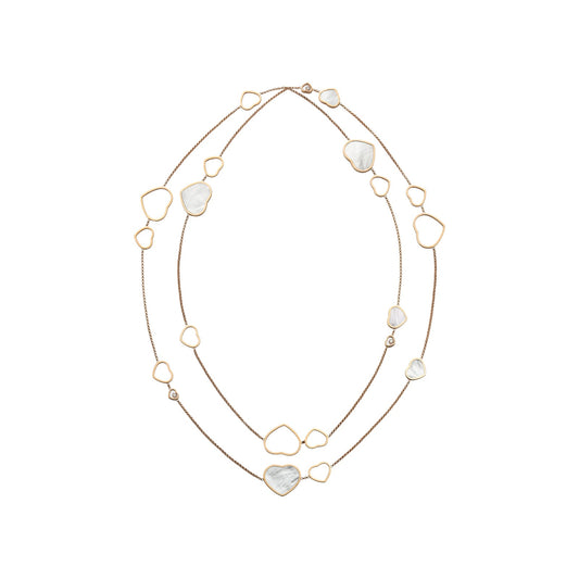 Chopard Happy Hearts necklace in 18k ethical rose gold with diamonds and mother of pearl view 2