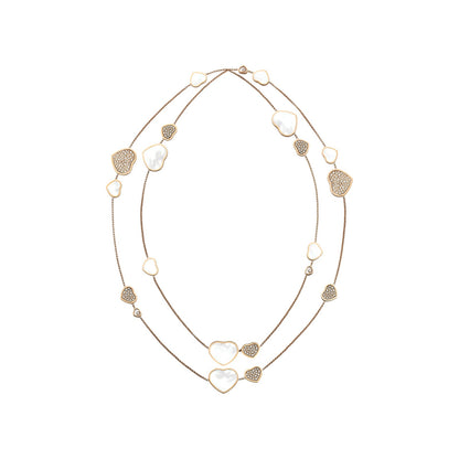 Chopard Happy Hearts necklace in 18k ethical rose gold with mother of pearl view 2