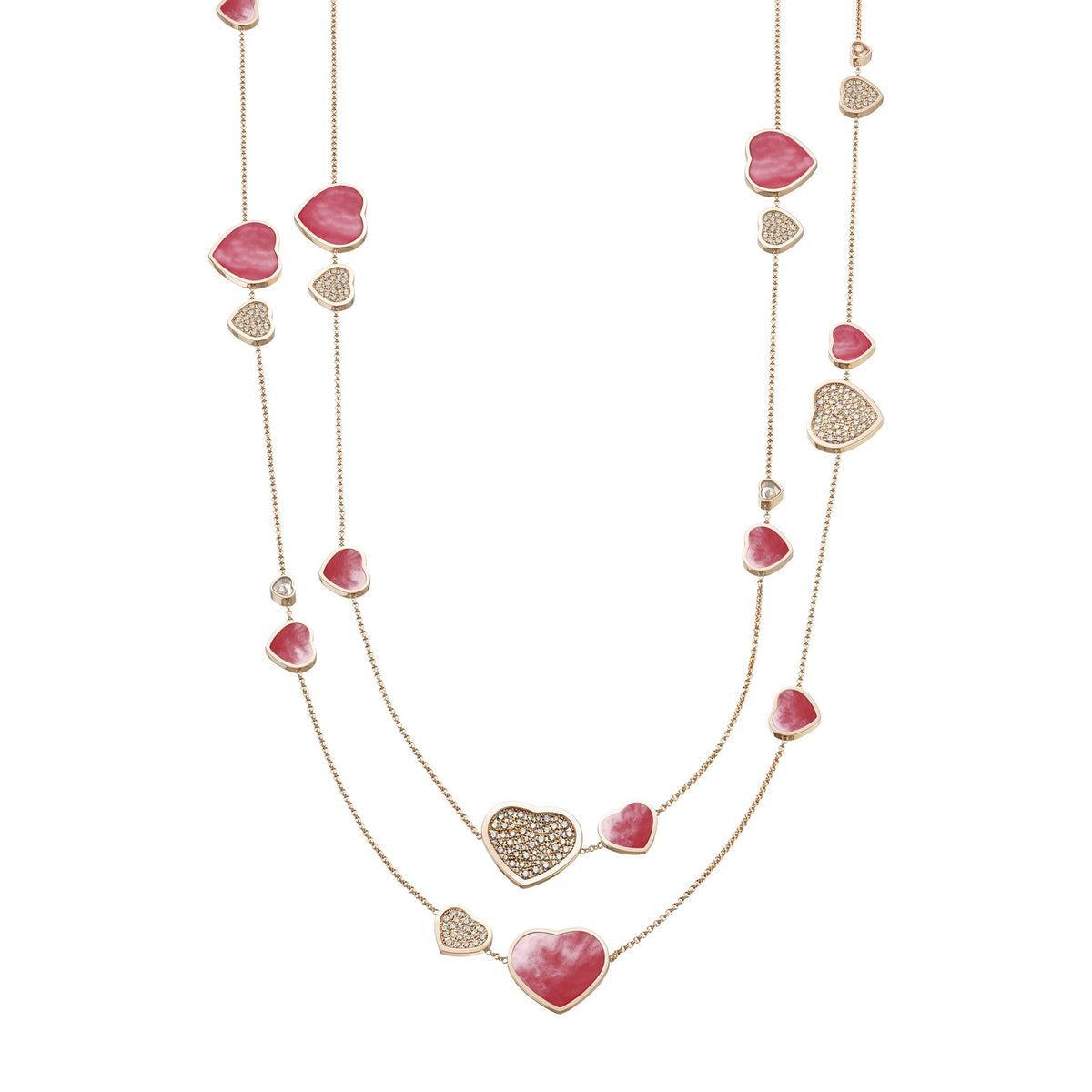 Chopard Happy Hearts necklace in 18k ethical rose gold with diamonds and mother of pearl