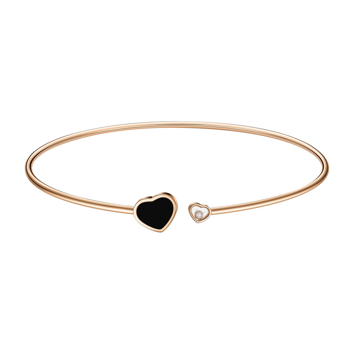 Chopard Happy Hearts necklace in 18k ethical rose gold with diamonds and onyx