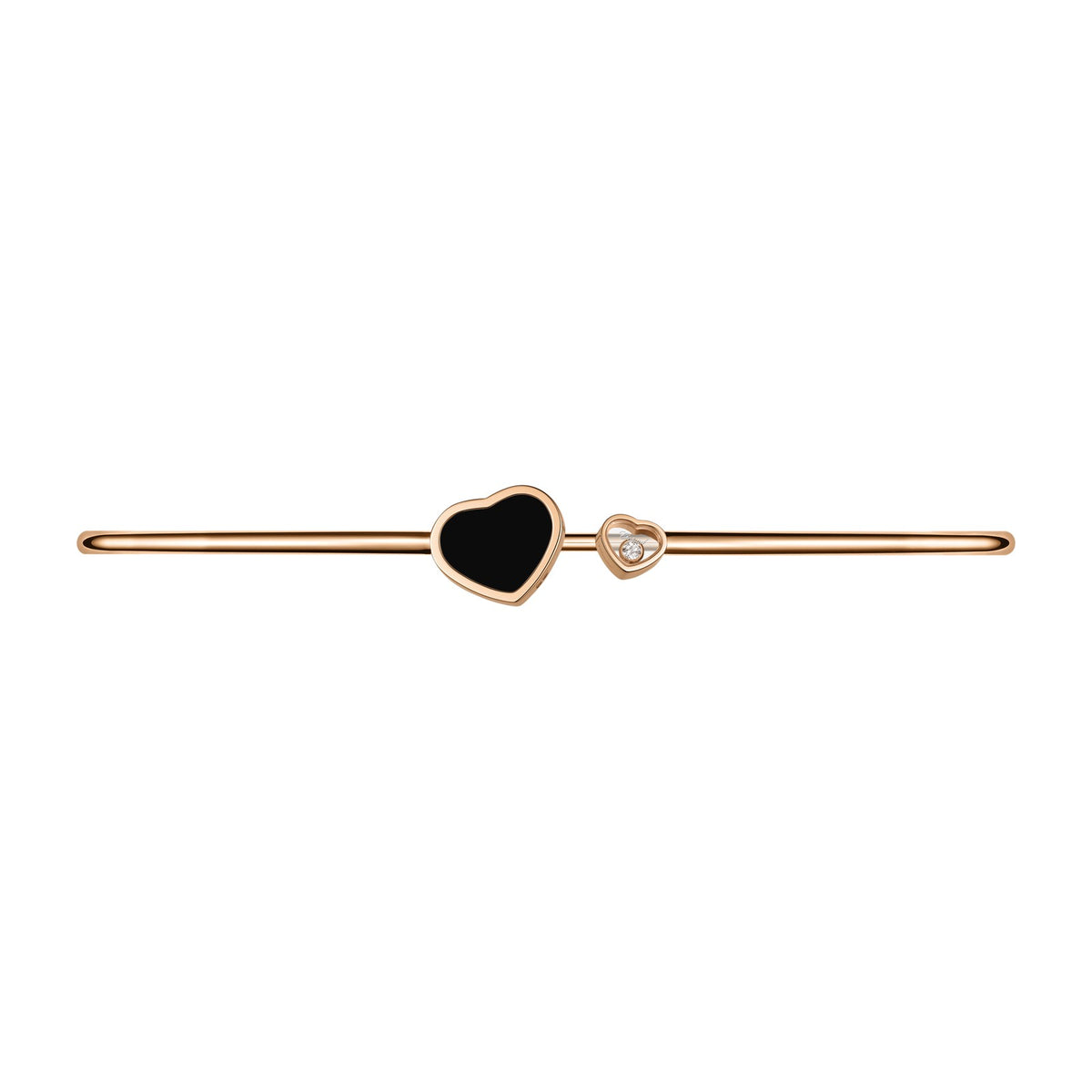 Chopard Happy Hearts necklace in 18k ethical rose gold with diamonds and onyx, view 2