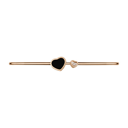 Chopard Happy Hearts necklace in 18k ethical rose gold with diamonds and onyx, view 2