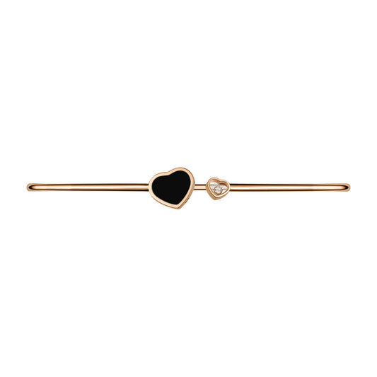 Chopard Happy Hearts necklace in 18k ethical rose gold with diamonds and onyx, view 2