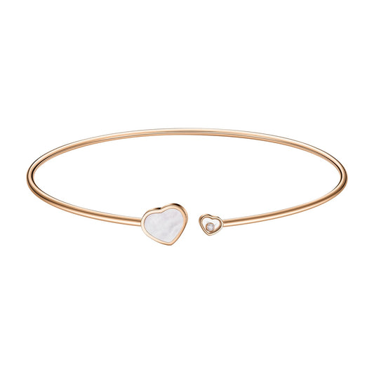 Chopard Happy Hearts necklace in 18k ethical rose gold with diamonds and mother of pearl