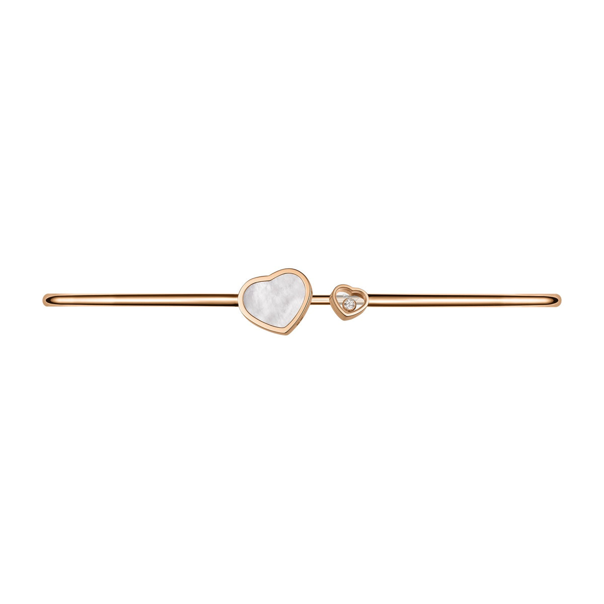 Chopard Happy Hearts necklace in 18k ethical rose gold with diamonds and mother of pearl, view 2