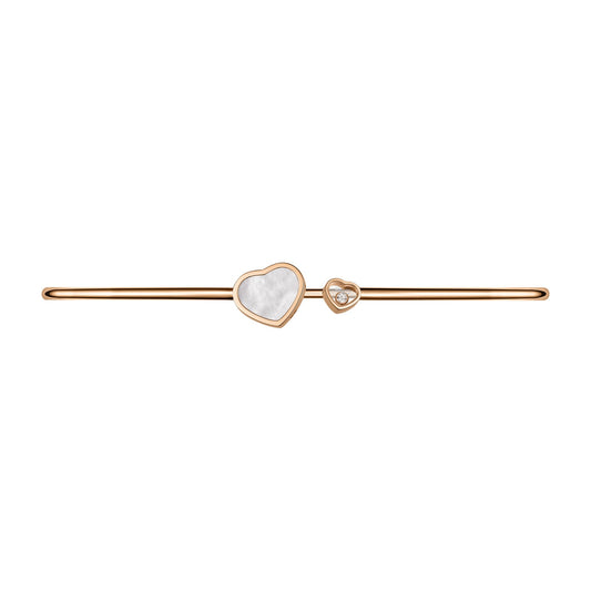 Chopard Happy Hearts necklace in 18k ethical rose gold with diamonds and mother of pearl, view 2