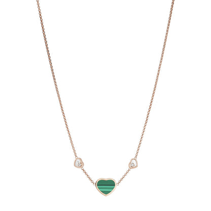 Chopard Happy Hearts necklace in 18k ethical rose gold with moving diamonds and malachite