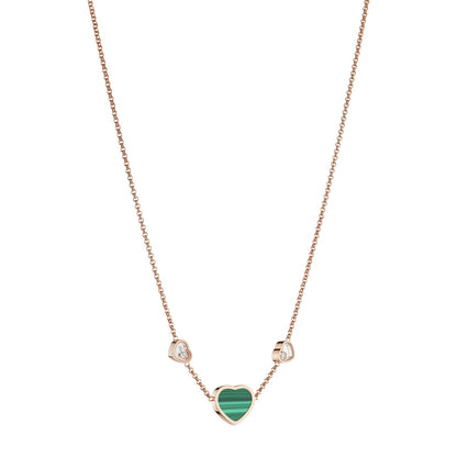 Chopard Happy Hearts necklace in 18k ethical rose gold with moving diamonds and malachite view 2