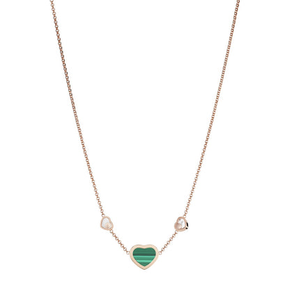 Chopard Happy Hearts necklace in 18k ethical rose gold with moving diamonds and malachite view 4