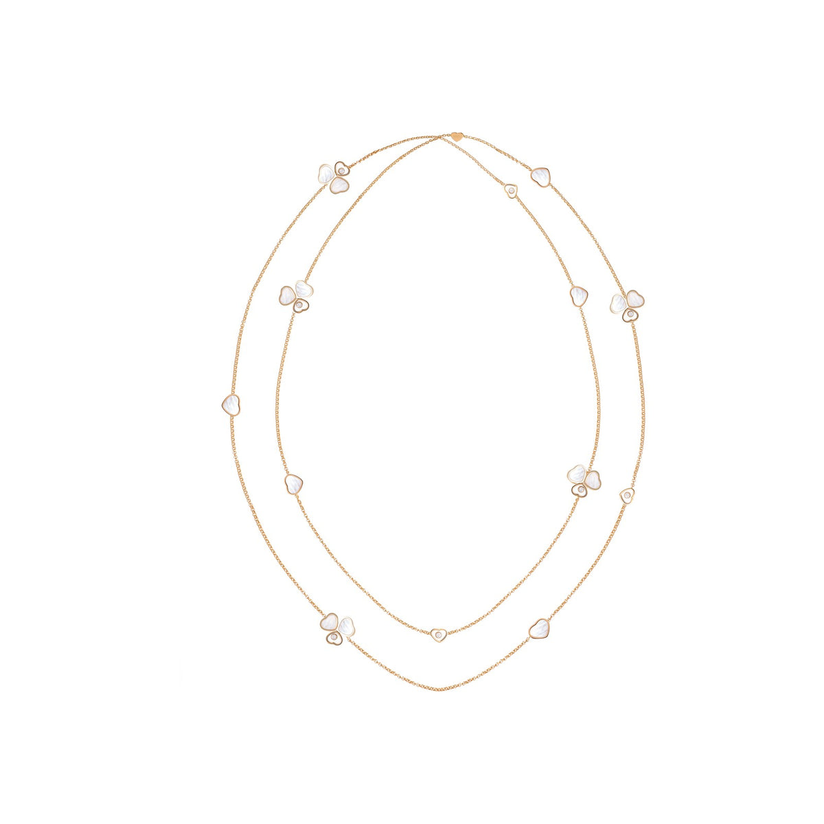 Chopard Happy Hearts necklace in 18k ethical rose gold with mother of pearl view 2