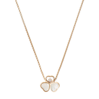 Chopard Happy Hearts necklace in 18k ethical rose gold with moving diamonds and mother of pearl