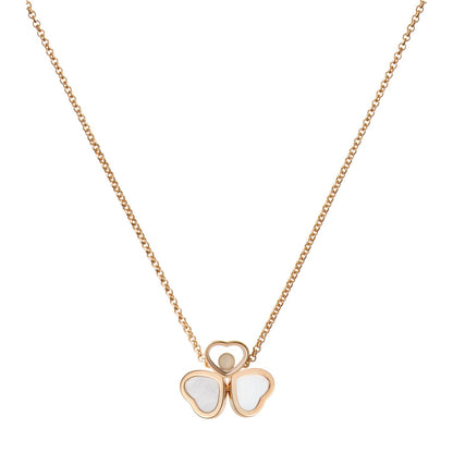 Chopard Happy Hearts necklace in 18k ethical rose gold with moving diamonds and mother of pearl view 4