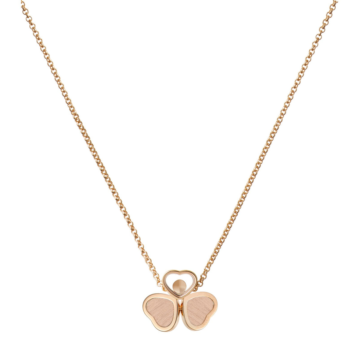 Chopard Happy Hearts necklace in 18k ethical rose gold with moving diamonds view 4