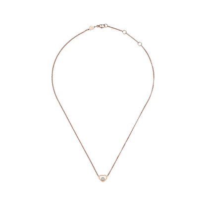 Chopard Happy Hearts necklace in 18k ethical rose gold with moving diamonds view 3