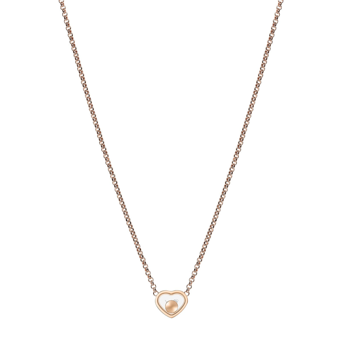 Chopard Happy Hearts necklace in 18k ethical rose gold with moving diamonds view 4