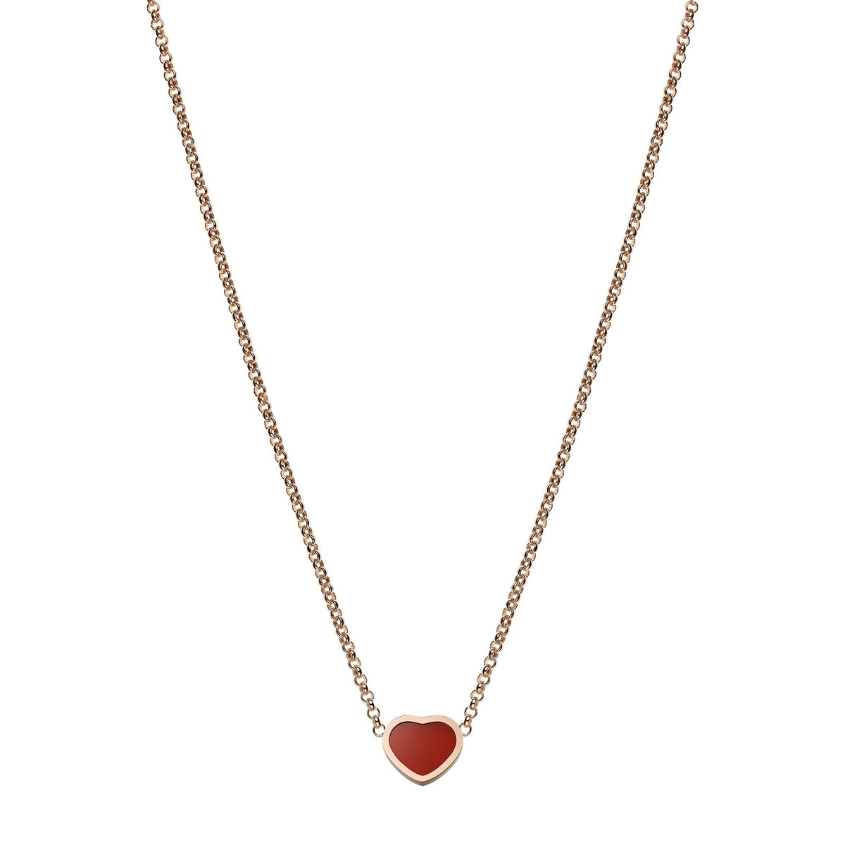 Chopard Happy Hearts necklace in 18k ethical rose gold with carnelian