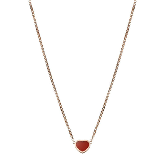 Chopard Happy Hearts necklace in 18k ethical rose gold with carnelian