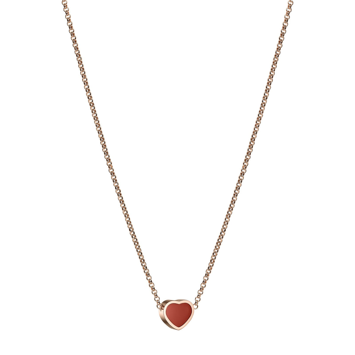 Chopard Happy Hearts necklace in 18k ethical rose gold with carnelian view 2