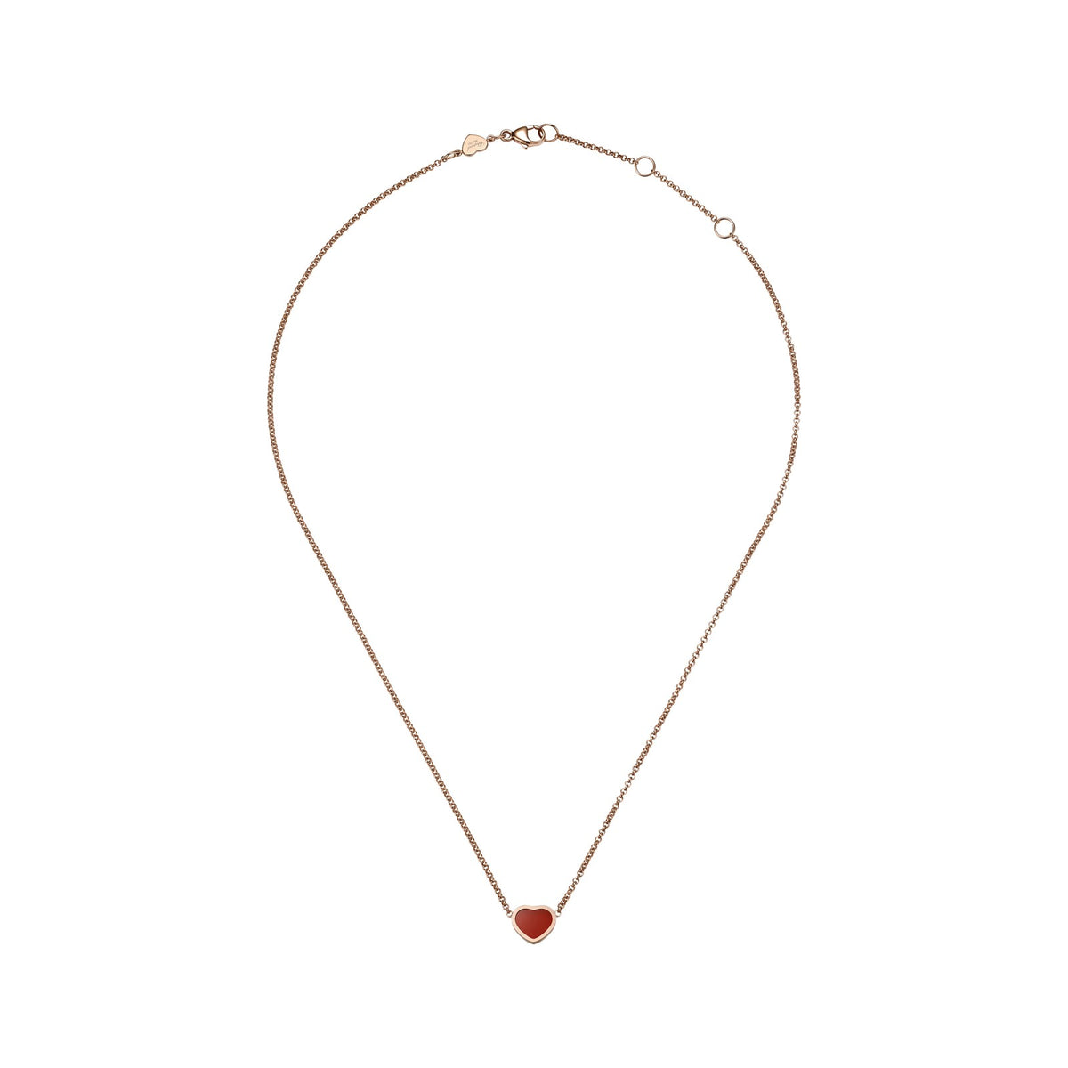 Chopard Happy Hearts necklace in 18k ethical rose gold with carnelian view 3