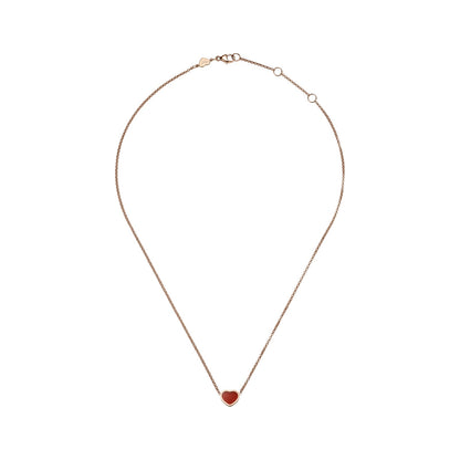Chopard Happy Hearts necklace in 18k ethical rose gold with carnelian view 3