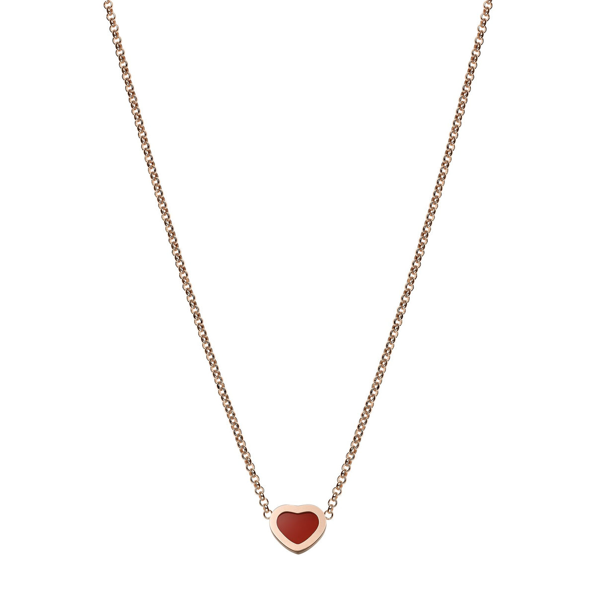Chopard Happy Hearts necklace in 18k ethical rose gold with carnelian view 4