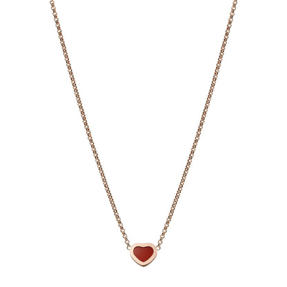 Chopard Happy Hearts necklace in 18k ethical rose gold with carnelian view 4