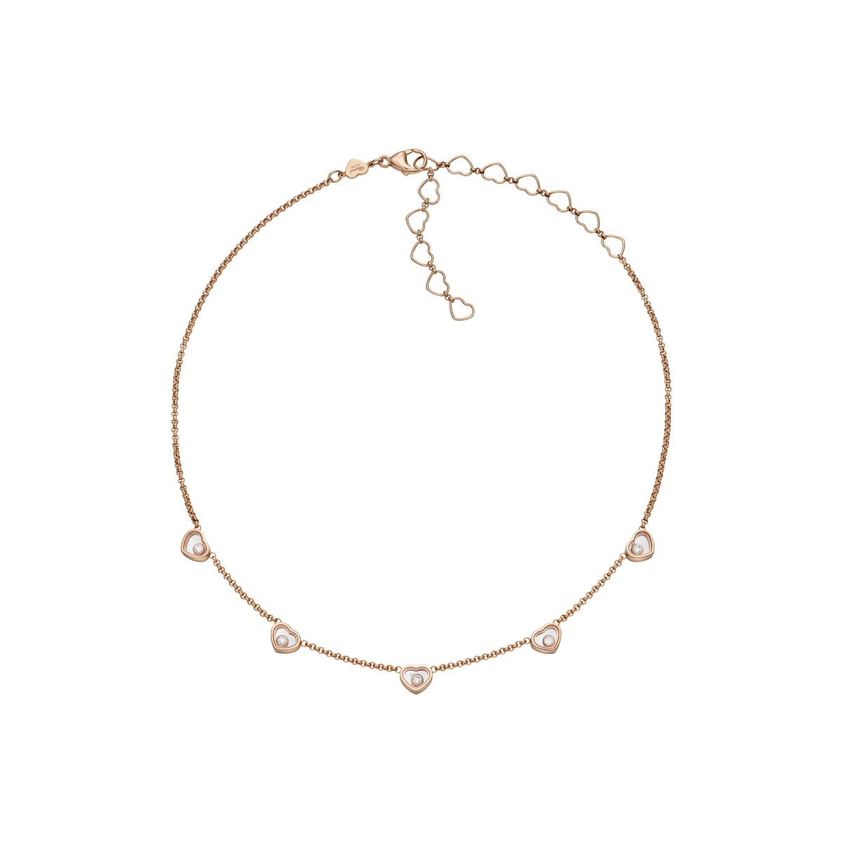 Chopard Happy Hearts necklace in 18k ethical rose gold with moving diamonds