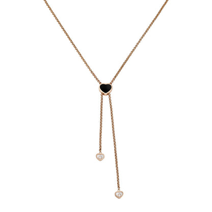 Chopard Happy Hearts necklace in 18k ethical rose gold with moving diamonds and onyx
