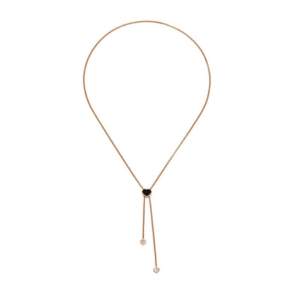 Chopard Happy Hearts necklace in 18k ethical rose gold with moving diamonds and onyx view 3