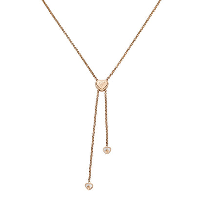 Chopard Happy Hearts necklace in 18k ethical rose gold with moving diamonds and mother of pearl view 4