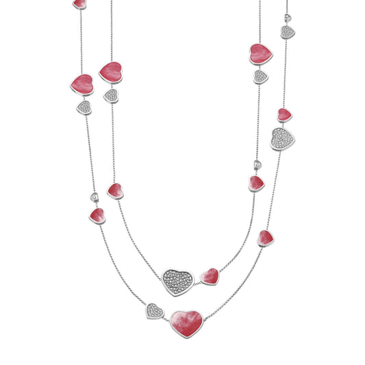Chopard Happy Hearts necklace in 18k ethical white gold with mother of pearl