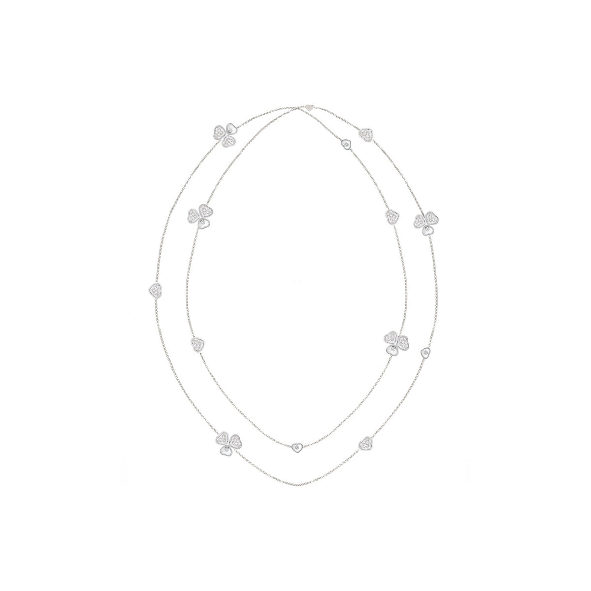 Chopard Happy Hearts necklace in 18k ethical white gold with diamonds view 2