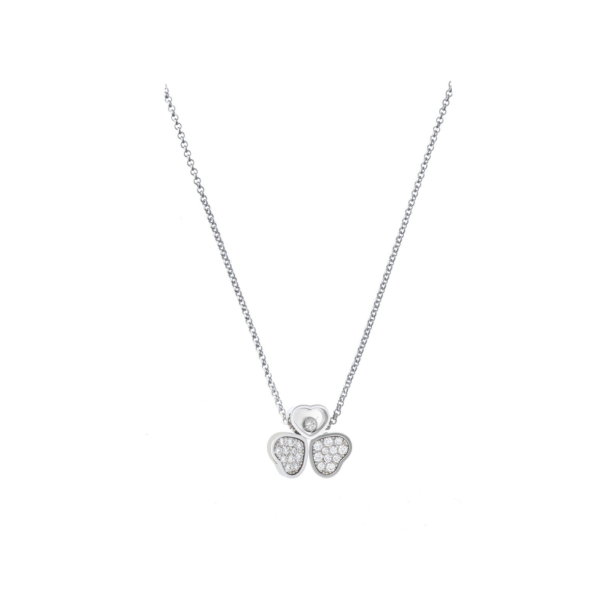 Chopard Happy Hearts necklace in 18k ethical white gold with moving diamonds