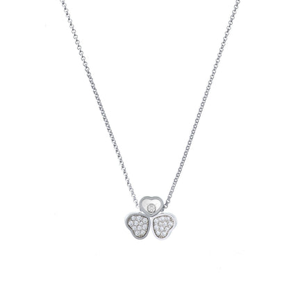 Chopard Happy Hearts necklace in 18k ethical white gold with moving diamonds view 2