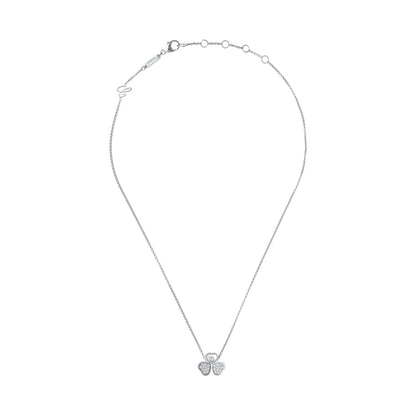 Chopard Happy Hearts necklace in 18k ethical white gold with moving diamonds view 3