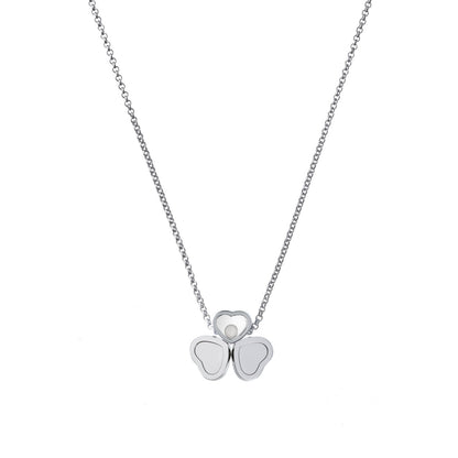 Chopard Happy Hearts necklace in 18k ethical white gold with moving diamonds view 4