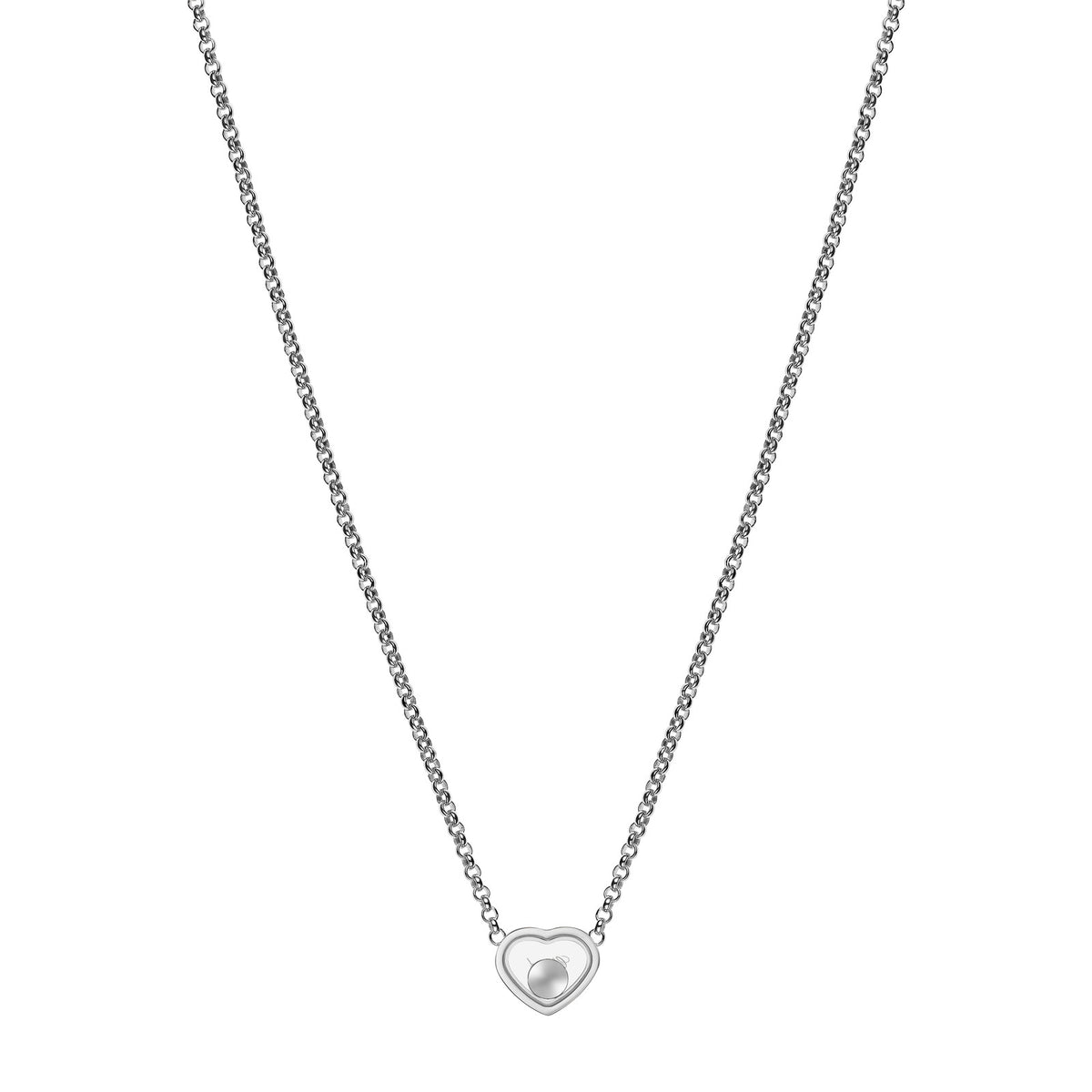 Chopard Happy Hearts necklace in 18k ethical white gold with moving diamonds view 4