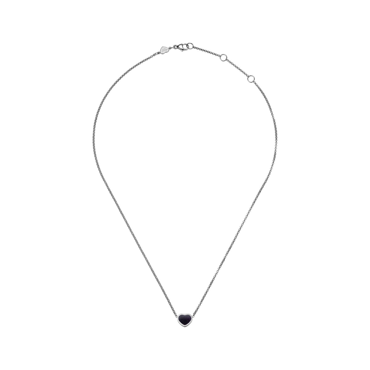 Chopard Happy Hearts necklace in 18k ethical white gold with aventurine, view 3