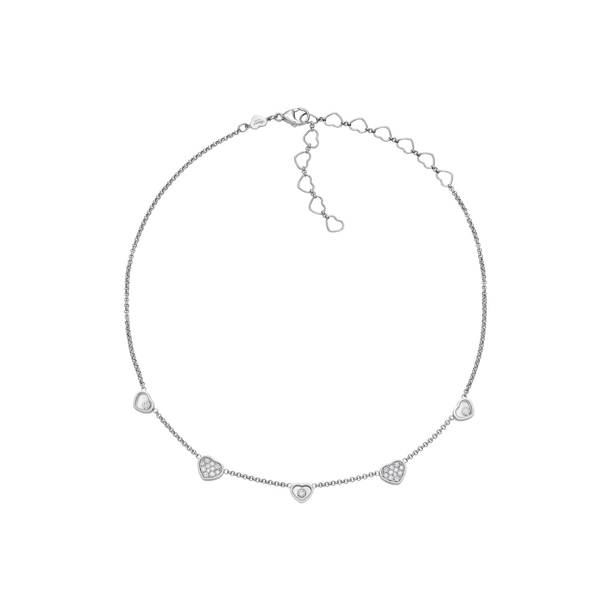 Chopard Happy Hearts necklace in 18k ethical white gold with moving diamonds