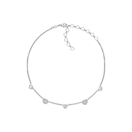 Chopard Happy Hearts necklace in 18k ethical white gold with moving diamonds