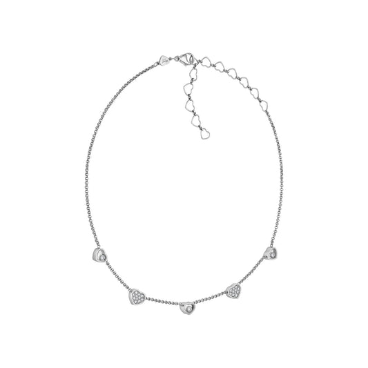 Chopard Happy Hearts necklace in 18k ethical white gold with moving diamonds view 2