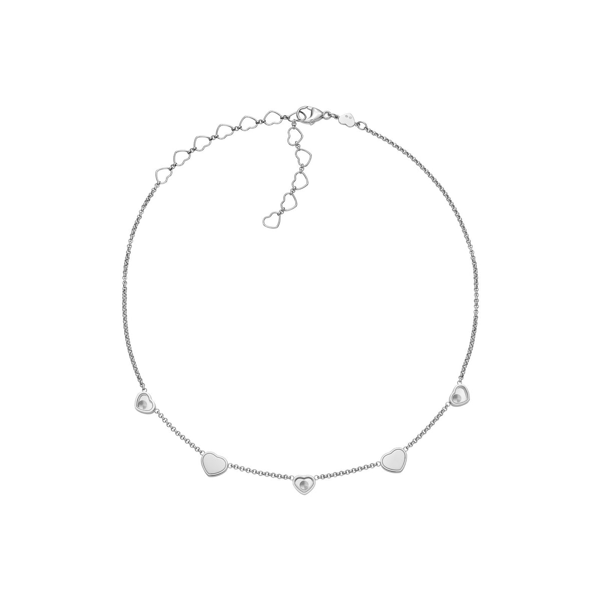 Chopard Happy Hearts necklace in 18k ethical white gold with moving diamonds view 3
