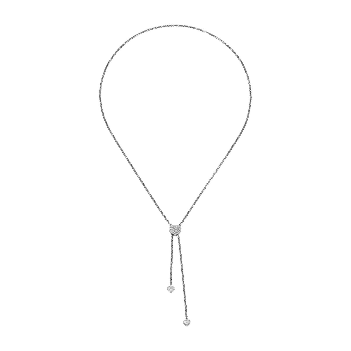 Chopard Happy Hearts necklace in 18k ethical white gold with moving diamonds view 3