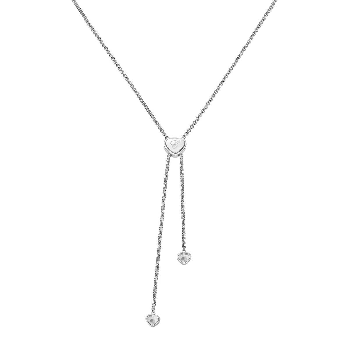 Chopard Happy Hearts necklace in 18k ethical white gold with moving diamonds view 4