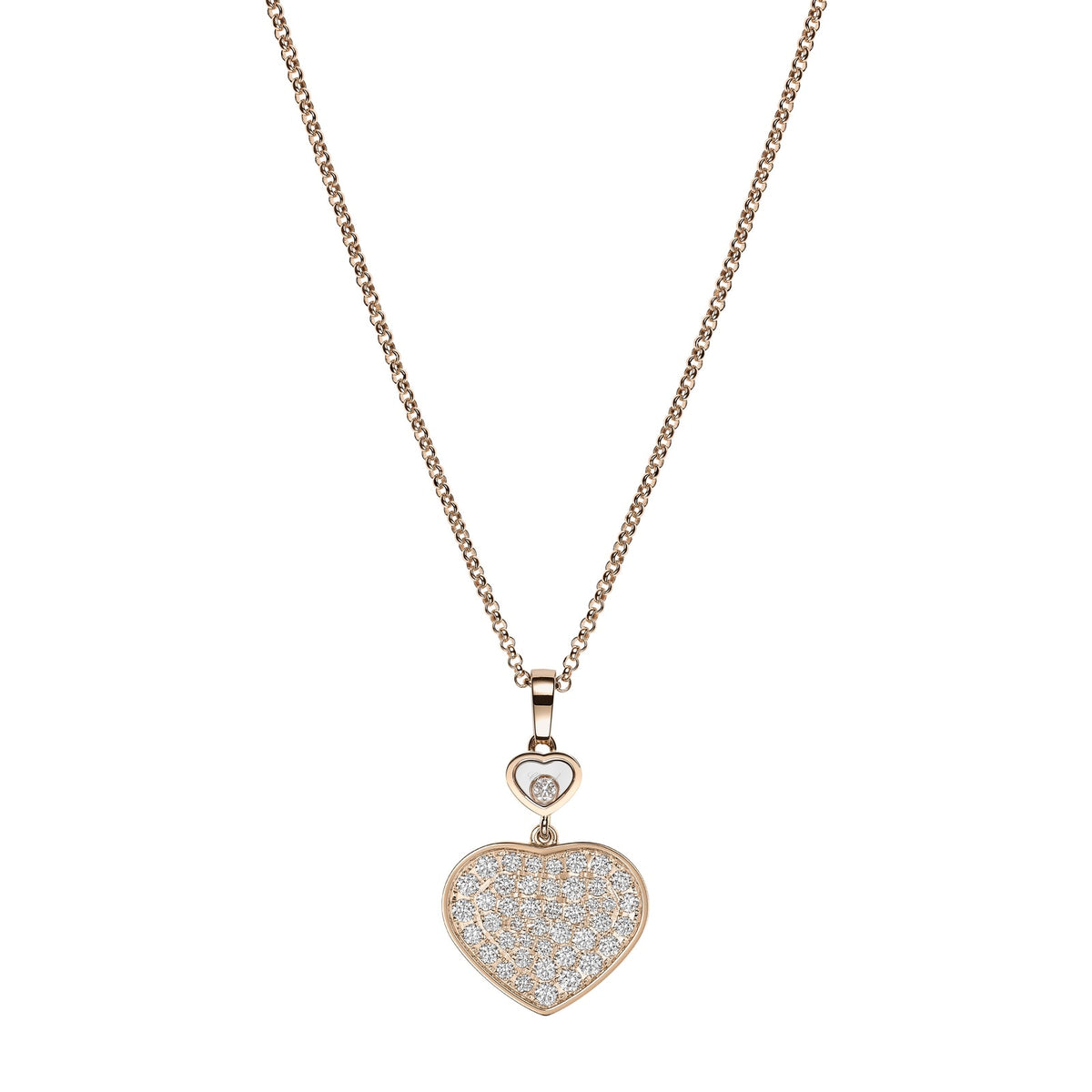 Chopard Happy Hearts pendant in 18k ethical rose gold with moving diamonds